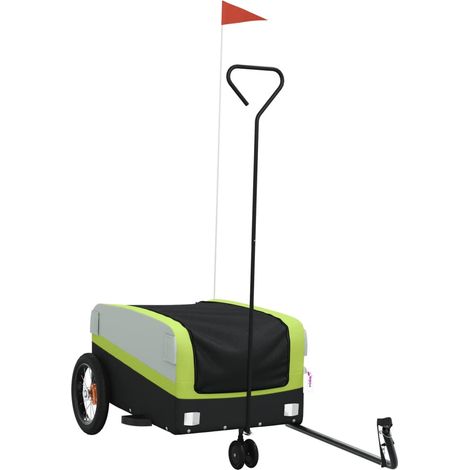 Remorque de vélo noir et vert 30 kg fer CFW55798 (1/5)