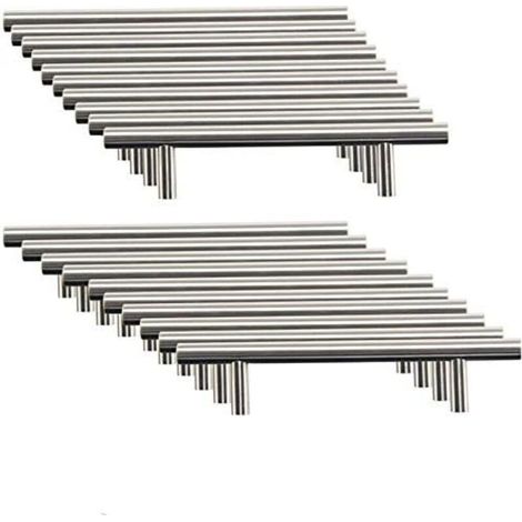 20 x Stainless Steel Kitchen Cabinet Handles Hole Spacing 96 mm Brushed Steel T Handle for Cabinet Door (1/5)