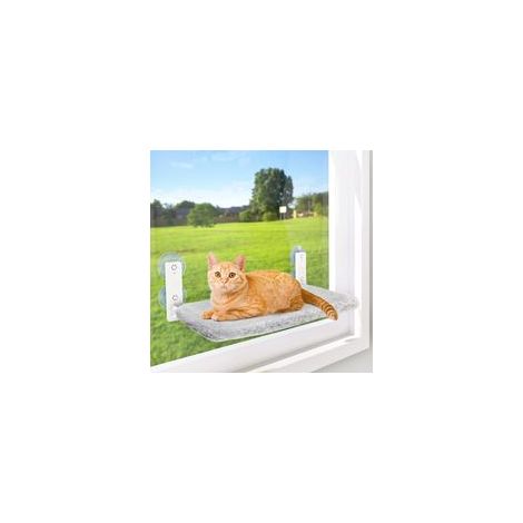 Kabelloses Katzenbett/Hängematte zur Fenstermontage, inklusive 4 Saugnäpfen, Dübeln und Schrauben, zwei Montagemöglichkeiten, stabilem Metallrahmen und Klappdeckel, faltbares Katzenbett passend für c-