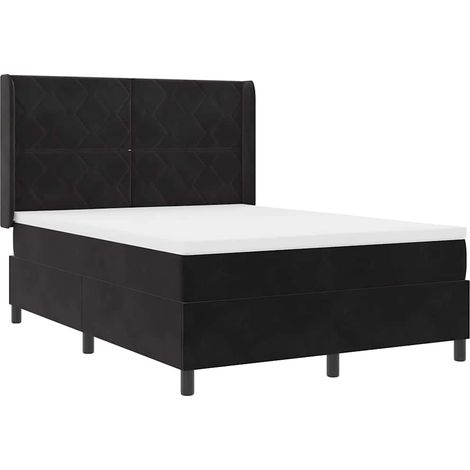 Maison Exclusive - Lit à ressorts avec bandes LED Noir 140 x 190 cm Velours (1/5)