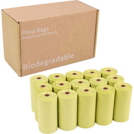 225 sacchetti per escrementi di cane, sacchetti extra spessi, sacchetti portatili per deiezioni canine 22x30 cm, spessi e resistenti, ideali per passeggiate e viaggi (15 rotoli, 15 sacchetti per rotol (1/5)