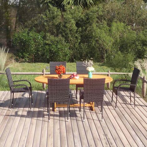 Ensemble à manger de jardin 7 pcs-Salon de jardin Résine tressée Noir 808806 (1/5)