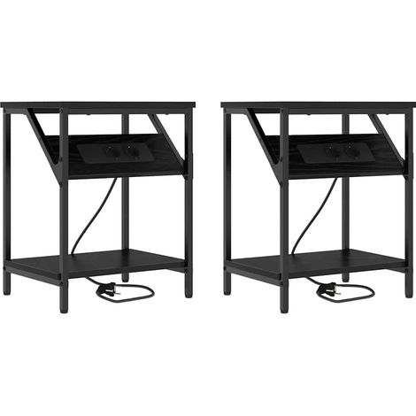 Maison Exclusive - Nachttisch 2 pcs Schwarz Eichen-Optik 38 x 30