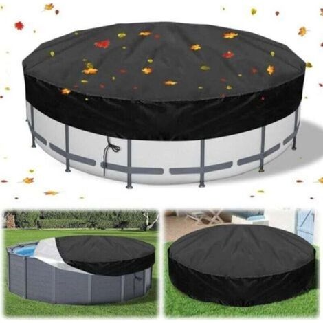 LAN Bâche 4 Saisons pour Piscine Hors Sol, Bâche Protection pour Piscine, Couverture de Extérieur Ronde Spa Baignoire idéale pour Garder Votre Piscine Propre (φ210H 90cm Noir) (1/3)