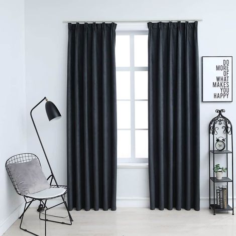 vidaXL Cortinas opacas con ganchos 2 uds gris antracita 140x245 cm (1/5)