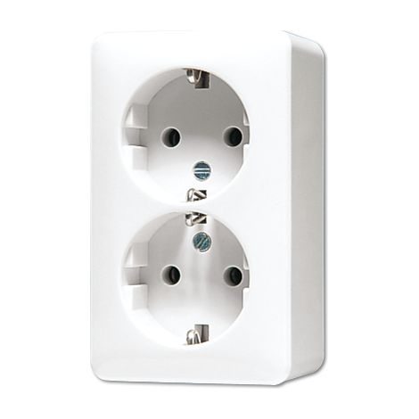 Jung Presa SCHUKO® doppia, 16 A 250 V , 47 mm, AP 600, bianco alpino 6020 A WW