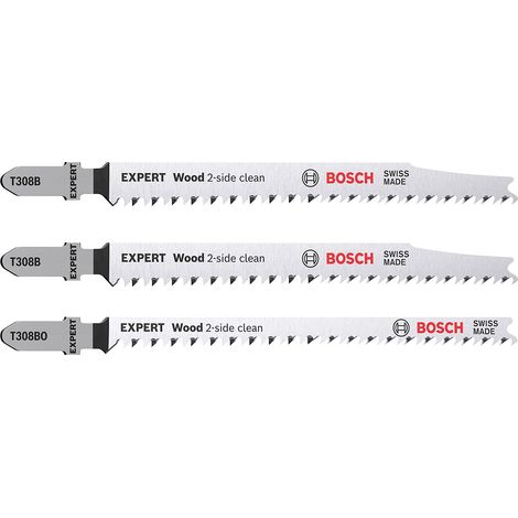 Bosch Accessories 2608900559 KIT di lame per seghetto alternativo expert ‘Wood 2-side clean‘, 3 pz., T308B/BO 3 pz.