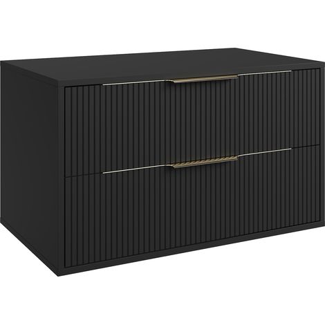 Mobile lavabo Rimini 80 cm - Nero - Mobile bagno con cassetti