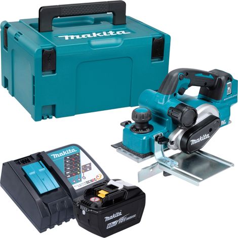 Rabot sans fil Makita DKP 181 Z 18 V 82 mm sans balais + 1 batterie 9,0 Ah + chargeur + Makpac (1/5)