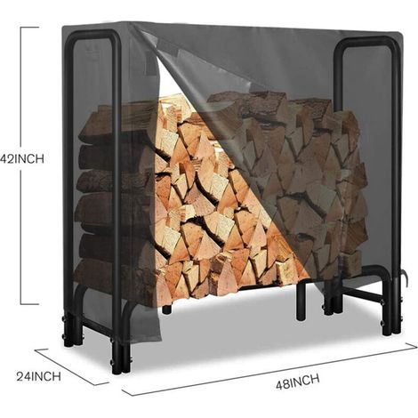Estante para leña de 48x24x42 pulgadas, cubierta antipolvo para chimenea exterior de gran capacidad, impermeable 210D (1/3)