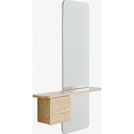 SKLUM Empfangstisch 80x120 cm aus MDF mit Spiegel Varna Natürlich