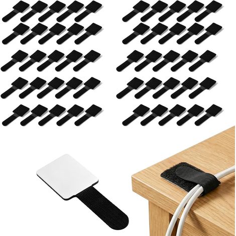 50 serflex adhésifs, passe-câbles mural, TV/PC/Ethernet, noir  50 attaches auto-adhésives, sans outils, forte adhérence, sans résidu, pour câbles TV, PC, Ethernet, mural, maison (1/5)