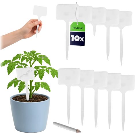 Etiquetas para plantas, plástico resistente, 10 cm x 5 cm, aptas para diversas macetas, resistentes a la intemperie, no tóxicas. (1/5)