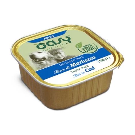 Oasy Dog  Delizioso Paté  Comida en bandeja para perros adultos 150 g - Bacalao 150 g