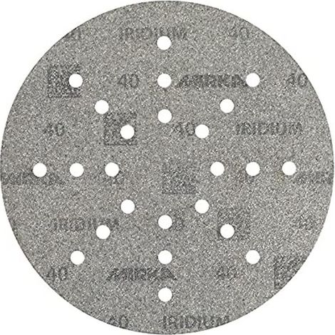 Mirka Iridium papier abrasif  225mm Velcro grain 40 / 25 disques / Pour ponceuse de cloisons seches mur et plafond / Poncage de peinture, mastic, appret, bois, acier, materiaux mineraux