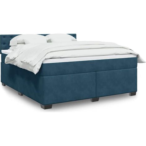Boxspringbett mit Matratze Blau 180x200 cm Samt
