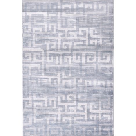 Alfombra moderna 200 x 300 cm de tela motivo geométrico sala de estar dormitorio apto para calefacción por suelo radiante base antideslizante gris Beydag