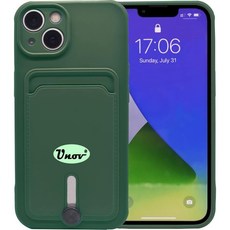 FUNDA DE SILICONA PARA APPLE IPHONE 13 DE 6,1" VERDE + BILLETERA CON RANURA PARA TARJETAS (1/5)