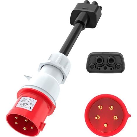 Adaptateur CEE 5 broches vers Tesla, rallonge de câble de charge 32 A/7 kW Gen 2 pour Tesla Model S/3/X/Y, mise à la terre requise pour le fonctionnement-PR (1/4)