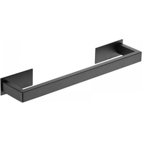 Noir 37 cm Porte-Serviettes Autocollant en Acier Inoxydable pour Salle de Bain, avec Barre Simple Motif carré (1/4)