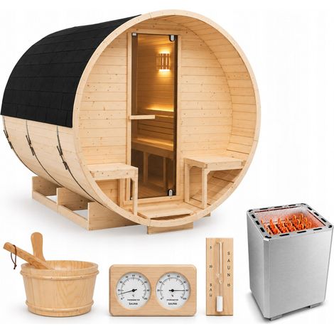 Gartensauna Fass 220x240 cm + Elektro-Saunaofen 12 kW (1/5)