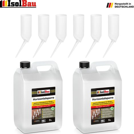 IsolBau Horizontalsperre 10L + 6 x Injektionstrichter Wand Trockene Verkieselung (1/5)