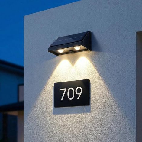 Applique murale solaire - Éclairage extérieur - Spot encastré blanc chaud 3000K - LED étanche - Lampe solaire avec détecteur crépusculaire (1/5)