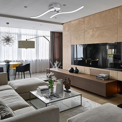 Innovative, moderne LED-Deckenleuchte für Wohnzimmer, weiß, 85–265 V (1/5)