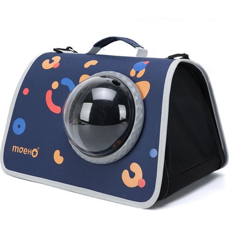 Sac de transport pour chat, respirant, résistant aux morsures, Portable, poignée ergonomique, nid de voyage avec bandoulière, fleur bleue (1/5)