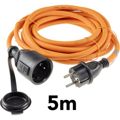 CHILITEC Rallonge avec connecteur de sécurité en caoutchouc, IP44, 5 m, orange