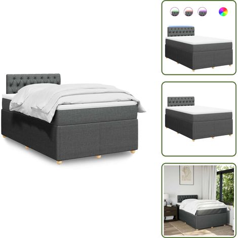 Sommier à lattes de lit avec matelas gris foncé 120x190cm tissu - Sommier À Lattes De Lit - Sommiers À Lattes De Lit - Lit - Meuble De Chambre À Coucher (1/5)