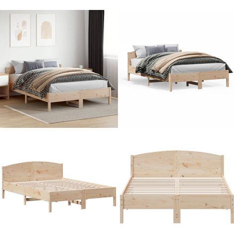 Massivholzbett ohne Matratze 160x200 cm Kiefernholz - Holzbett - Kiefernholzbett - Doppelbett - Massivholzbette - Bettrahmen - Home & Living