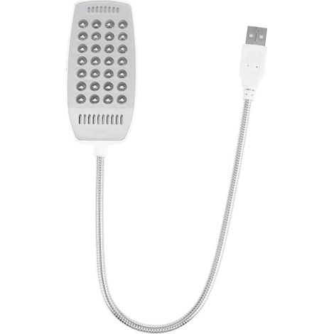 Lampe USB Flexible pour Ordinateur Portable avec 28 LED sans Éblouissement Radiation, en Plastique Blanc pour Bureau et Lecture Confortable (1/5)