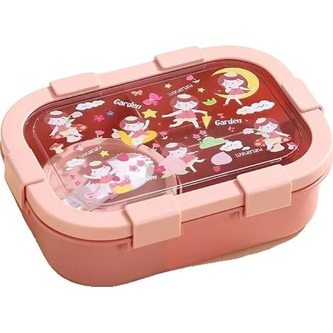 Boîte à déjeuner, design étanche, comprend des ustensiles, Rose-PP-1350ml (1/2)