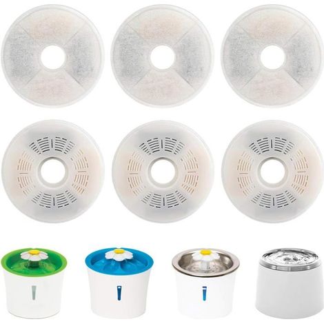 Filtre de remplacement - PZCC - Lot de 6 - Compatible fontaines florales & inox - Charbon actif et résine - Diam. 5,74 pouces (1/5)