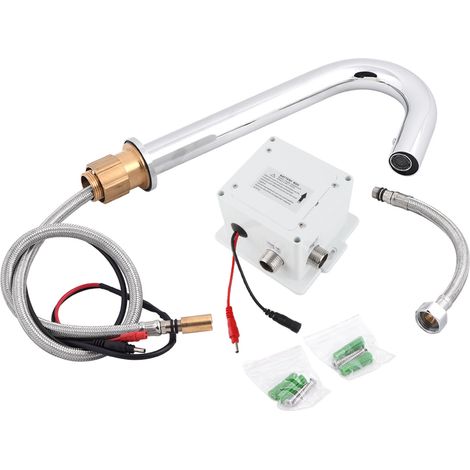 Automatischer Messing-Wasserhahn mit Infrarotsensor und flexiblem Schlauch für Badezimmer- oder Küchenwaschbecken. (1/5)