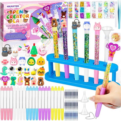 Fabrique a Stylo avec 82 Accessoires, Kit Loisir Creatif Enfant, Atelier des Stylos pour Enfants, DIY Stylos Personnalisés, Activite Manuelle Enfants 5-12 Ans, Cadeau Anniversaire Fille Garcon