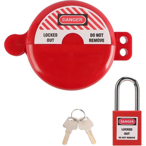 Verrou de soupape de Verrouillage de Bouteille de gaz avec Cadenas de sécurité Dispositif de Verrouillage et d'étiquetage résistant à la Chaleur et aux Chocs pour l'arrêt de sécurité (1/5)