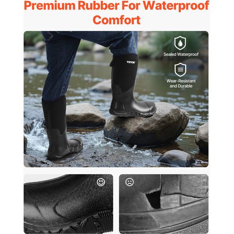 Bottes en caoutchouc pour hommes, embout en acier, bottes de pluie antidérapantes imperméables pour extérieur, bottes de sécurité l… (1/5)