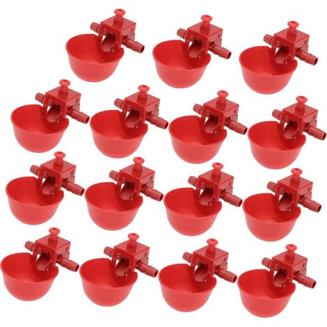 Lot de 15 Abreuvoirs Automatiques pour Volailles Rouges à Débit Réglable, Buveurs d'eau Adaptés Poulets, Pigeons Et Cailles, Gobelets Résistants pour Élevage Domestique Et Commercial (1/5)