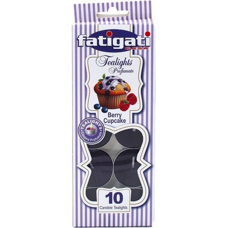 TrAdE Shop Traesio - Set 12pz Da 10 Candele Profumate Tealight Tondi Fragranza Cupcake Ai Frutti Di Bosco 473571 -
