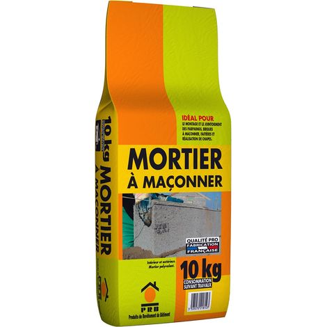 Mortier Ă Maçonner 10kg - Produit prĂȘt Ă lâusage, AdhĂ©rence Optimale - Pour Montage de Briques, Blocs et Parpaings - IdĂ©al RĂ©parations, Enduits, RĂ©novation IntĂ©rieure et ExtĂ©rieure (1/4)