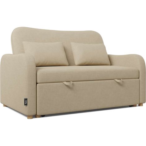 Nalui Sofá Cama Beige Buddy 2 2 plazas (137x100x87cm) con 2 Cojines