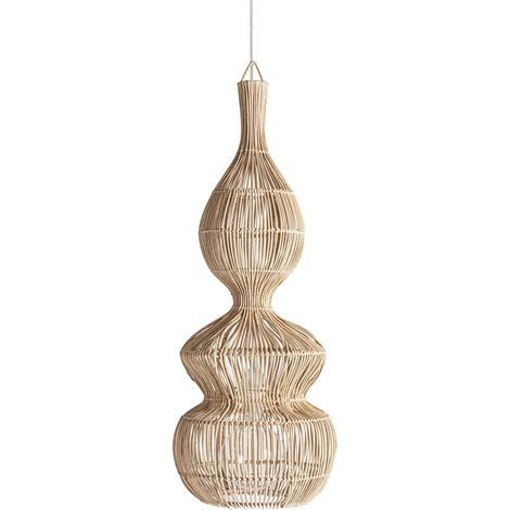 Suspension boho chic en RATÁN marron - Marron ethnique naturel