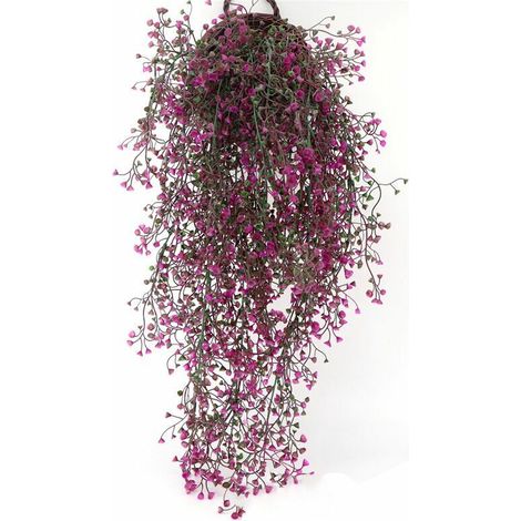 Plante fleurie artifici, Lierre Vigne Plante Artifici Intérieur Exterieur Fleur artificis Pour décoration murale et jardin-80cm Lot de 3 Magenta (1/4)