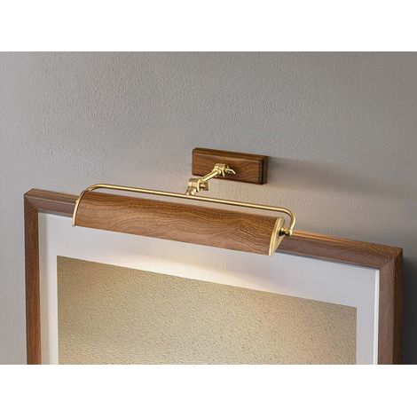 LED Bilderleuchte in Holzoptik-Altmessing, verstellbar, Breite 44,5cm (1/5)