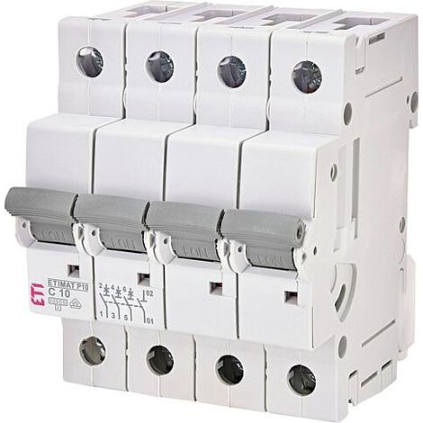 ETI Disjoncteur de protection de circuit ETIMAT P10 3-pôles + N, 10kA, C10, REG