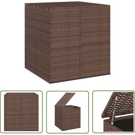 The Living Store Boîte à coussins de jardin Résine tressée 100x97,5x104cm Marron - Coffre De Jardin - Rangement Extérieur - Boîte À Coussins - Meuble De Jardin - Résine Tressée (1/5)