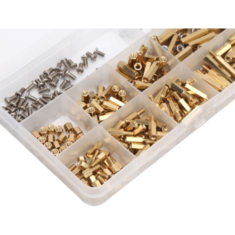 Ensemble de 300 vis hexagonales en laiton pour entretoises de carte mère (boîte incluse). (1/5)