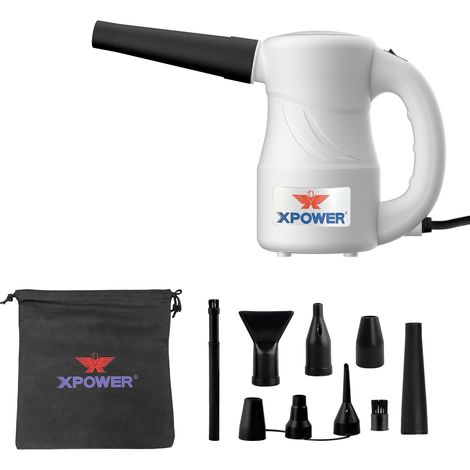 Aspirateur à Air Électrique pour la Dépoussiérage, le Séchage, le Gonflage, le Nettoyage de Voiture, le Soufflage de Feuilles d'Automne (Blanc, A-2S) (1/5)